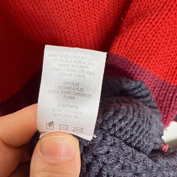 Sundry Scarlett Multi Stripe Red Pink Wool Blend Crew Sweater 2/Medium - Picture 6 of 6